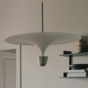 New Works lampă suspendată LED Kantarell, Ø 60 cm, nichel, reglabil, Alb, Camera de zi / sufragerie, Metal, Design