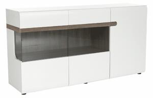 Comodă, albă strălucitoare HG/stejar sonoma închis, LYNATET TYP 42