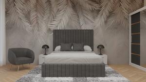 Dormitor Cairo Tapitat Dressing 250x200 3 Usi Cu Oglinda AlbGri Antracit