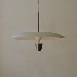New Works lampă suspendată LED Kantarell, Ø 55 cm, nichel, reglabil, Alb, Camera de zi / sufragerie, Metal, Design
