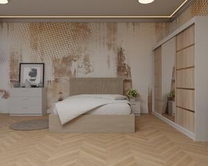 Dormitor: Lotus Pat Tapitat Dressing 250x200 AlbSonoma 3 Usi cu Oglinda