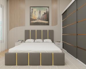 Dormitor MILANO Tapitat, 250X200 AlbAntracit fara oglinda, Somiera Rabatabila