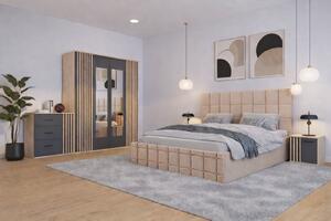 Dormitor Dallas Cu Pat Regal Tapitat