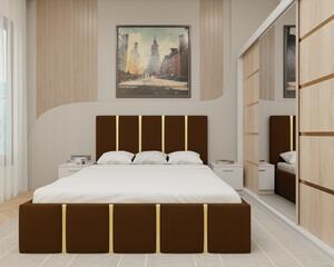 Dormitor MILANO Tapitat, 250X200 AlbSonoma cu oglinda, Somiera Rabatabila