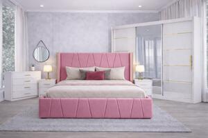 Set Dormitor Eva mdf lucios cu Somiera Rabatabila si lada de depozitare, dressing 250x200