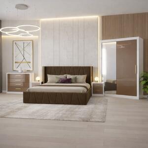 Set Dormitor Eva MDF lucios cu Somiera rabatabila si lada, dressing 150x200