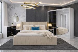 Set Dormitor Eva mdf lucios cu Somiera Rabatabila si lada , dressing 200x200