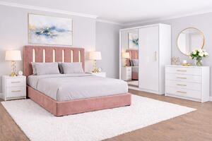 Set Dormitor din MDF lucios ZOE cu Somiera rabatabila si lada, dressing 150x200