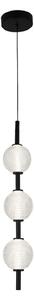 Viokef Lampă suspendată LED Abeona, Ø 10 cm, negru, metal/sticlă, 3 becuri., Negru, Camera de zi / sufragerie, Metal