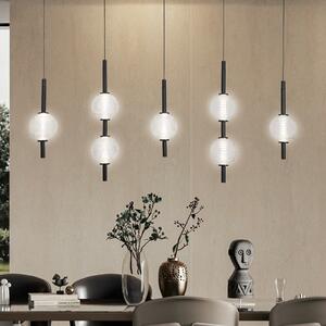 Viokef Lampă suspendată LED Abeona, lungime 105 cm, metal negru, 7 becuri., Negru, Camera de zi / sufragerie, Metal