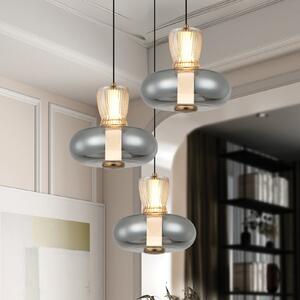 Viokef Lampă suspendată LED Sire, Ø 42 cm fum/bronz metal/sticlă 3 becuri, Gri, Camera de zi / sufragerie, Metal