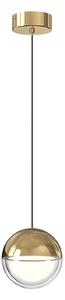 Viokef Lampă suspendată LED Zirea, aurie, Ø 12 cm, metal, Auriu / Alamă, Camera de zi / sufragerie, Metal, Modern