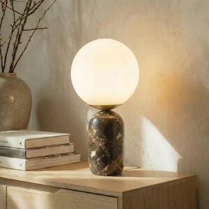 Lindby Lampa de masă Lennes x Eva Söllner, maro, marmură, Ø20cm, Maro / Rugină, Camera de zi / sufragerie, Marmură, Modern
