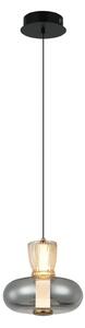 Viokef Lampă suspendată LED Sire, Ø 22 cm, gri fumuriu/bronz, metal/sticlă, Gri, Camera de zi / sufragerie, Metal