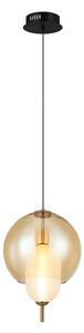 Viokef Lampă suspendată LED Adol, culoare chihlimbar, Ø 25 cm, sticlă, Bej, Camera de zi / sufragerie, Sticlă
