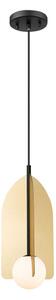 Viokef Lampă suspendată Fedora, Ø 22 cm, auriu, metal/sticlă, reglabil, Auriu / Alamă, Camera de zi / sufragerie, Metal