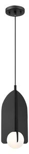 Viokef Lampă suspendată Fedora, Ø 22 cm, negru, metal/sticlă, reglabil, Negru, Camera de zi / sufragerie, Metal