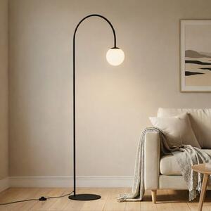 Domiluce Lampadar Nova, sticlă/metal, negru/alb, înălțime 155 cm, Negru, Camera de zi / sufragerie, Metal, Modern, Arc în picioare