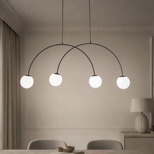 Domiluce Lampă suspendată Nova, sticlă/metal, negru/alb, 4 becuri, reglabil, Negru, Camera de zi / sufragerie, Metal, Modern, Pandantiv cu flacără multiplă