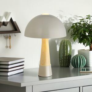 Globo Lampa de masă Paulin, gri/aspect lemn, metal, 37 cm, E27, Gri, dormitor, Metal, Scandinavă