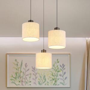 Globo Lampă suspendată LED Thea, Ø 49 cm, 3 becuri, crem/negru mat, reglabil, Bej, Camera de zi / sufragerie, Țesătură / Textil, Scandinavă