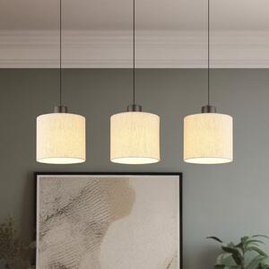 Globo Lampă suspendată LED Thea, lungime 74 cm, 3 becuri, crem/negru mat, reglabil, Bej, Camera de zi / sufragerie, Țesătură / Textil, Scandinavă