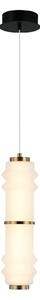 Viokef Lampă suspendată LED Dereck, alb/bronz, Ø 10 cm, sticlă, Alb, Camera de zi / sufragerie, Sticlă