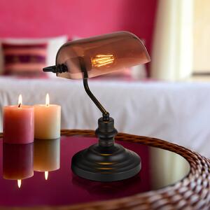 Globo Lampa de masă Antique, culoare cupru/negru mat, înălțime 37 cm, Negru, dormitor, Metal, Design industrial