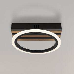 Globo Plafonieră LED Blevins, negru mat/aspect lemn, Ø 25 cm, reglabil, Negru, Camera de zi / sufragerie, Plastic, Modern