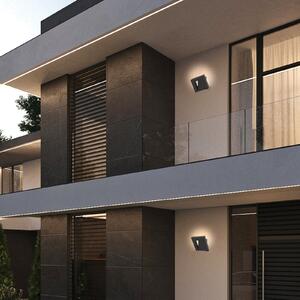 Viokef Aplică LED pentru exterior Siena, gri închis, înălțime 28 cm, metal, Negru, Aluminiu, Modern