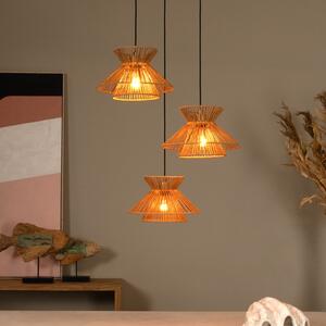 Lucide Lampă suspendată Tasman, lungime 61 cm, culoare naturală, hârtie, 3 becuri., reglabil, Bej, Camera de zi / sufragerie, Hârtie / Carton, Scandinavă