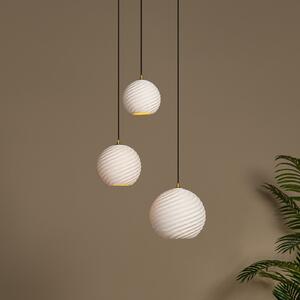 Lucide Lampă suspendată Bina, lungime 45 cm alb/negru, porțelan 3 becuri., reglabil, Alb, Camera de zi / sufragerie, Ceramică, Modern