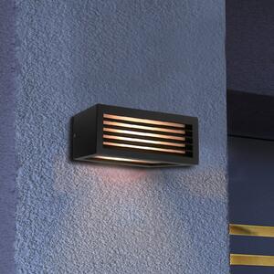 Deko-Light Lampă de perete exterior Rilongo cu intensitate redusă, sus/jos, aluminiu, gri, reglabil, Negru, Aluminiu, Modern, Priză de perete sus / jos