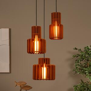 Lucide Lampă suspendată Rollo, teracotă, Ø 50 cm, țesătură/metal, 3 becuri., reglabil, Maro / Rugină, Camera de zi / sufragerie, Țesătură / Textil
