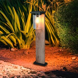 Trio Lighting Bornă luminoasă ARDILA, aspect lemn, înălțime 65 cm, metal/sticlă, IP44, reglabil, Lemn, Aluminiu, Modern