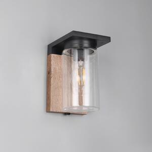 Trio Lighting Lampă de exterior ARDILA, aspect lemn Înălțime 19 cm Metal/sticlă IP44, reglabil, Lemn, Aluminiu, Modern, Perete unghiular