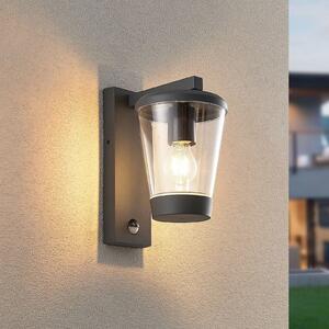 Trio Lighting Lampă de perete exterioară cu senzor CAVADO, antracit, înălțime 28 cm, IP44, reglabil, Negru, Aluminiu, Modern