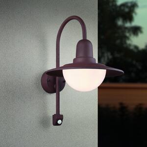Trio Lighting Lampă de exterior cu senzor NORMAN, rugină, Ø 30 cm metal/sticlă IP44, reglabil, Maro / Rugină, Aluminiu, Perete rotund