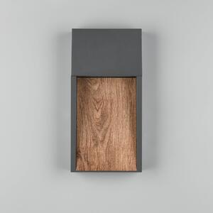 Trio Lighting Lampă LED pentru exterior SALMON, aspect lemn, metal Înălțime 33 cm IP44, Lemn, Aluminiu, Modern, Soclu de perete jos