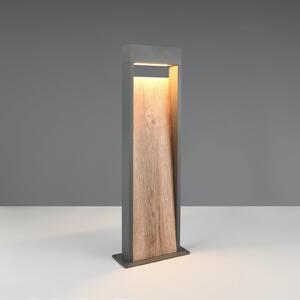Trio Lighting Bornă luminoasă LED SALMON, aspect lemn, înălțime 60 cm, metal, IP44, Lemn, Aluminiu, Modern