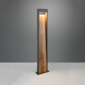 Trio Lighting Bornă luminoasă LED SALMON, aspect lemn, înălțime 100 cm metal, IP44, Lemn, Aluminiu, Modern