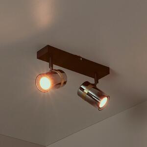 Lucide Spot de tavan Upton, lungime 26 cm, negru/gri fumuriu, 2 becuri., reglabil, Negru, Camera de zi / sufragerie, Sticlă, Modern