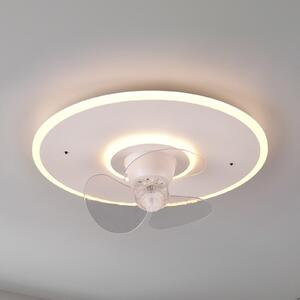 Reality Leuchten Ventilator LED Nybro, alb, DC, silențios, Ø 50 cm, CCT, telecomandă, reglabil, Alb, Camera de zi / sufragerie, Metal, Modern