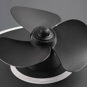 Reality Leuchten Ventilator LED Nybro, negru, DC, silențios, 50 cm, CCT, telecomandă, reglabil, Negru, Camera de zi / sufragerie, Metal, Modern
