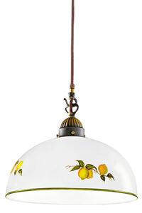 Austrolux Kolarz lampă suspendată Nonna, Ø 30 cm, lămâi, margine netedă, reglabil, Alb, Camera de zi / sufragerie, Sticlă, Casă de țară / Rustic