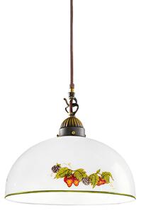 Austrolux Kolarz lampă suspendată Nonna, Ø 30 cm, căpșuni, margine netedă, reglabil, Alb, Camera de zi / sufragerie, Sticlă, Casă de țară / Rustic