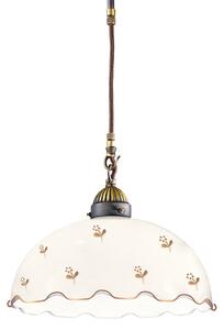 Austrolux Kolarz Lampă suspendată Nonna Ø 30 cm Floare aurie Margine ondulată, reglabil, Alb, Camera de zi / sufragerie, Sticlă, Casă de țară / Rustic