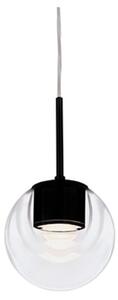 Kdln Lampă suspendată LED Dew, negru, 1 bec, Ø 11 cm, reglabil, Negru, Bucătărie, Sticlă, Design