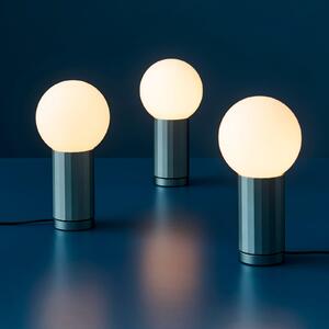HAY Lampa de masă LED TURN ON, albastră, înălțime 20 cm, dimabil, reglabil, Albastru, Camera de zi / sufragerie, Sticlă, Modern