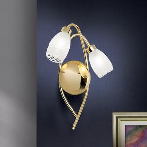 ORION Aplică CARLA, culoare alamă Înălțime 35 cm Metal/sticlă 2 becuri., reglabil, Auriu / Alamă, Camera de zi / sufragerie, Metal, Antichitate